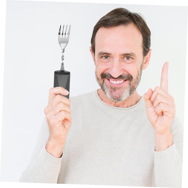 Adaptive Utensils for Elderly 4pcs Bendable Spoon Fork Set for Hand Tremors Ergonomic Grip - Image 5